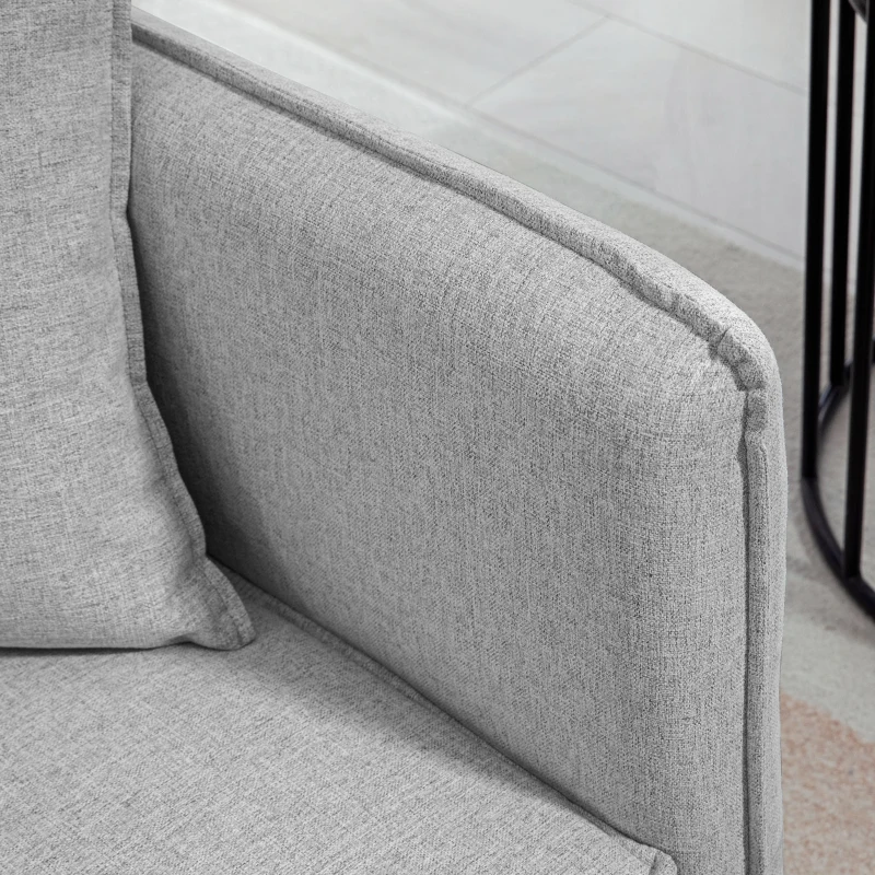 HOMCOM Schlafsofa 3-Sitzer, Schlafcouch Clic-Clac, mit 2 Kissen 195l x 89B x 87H cm Hellgrau