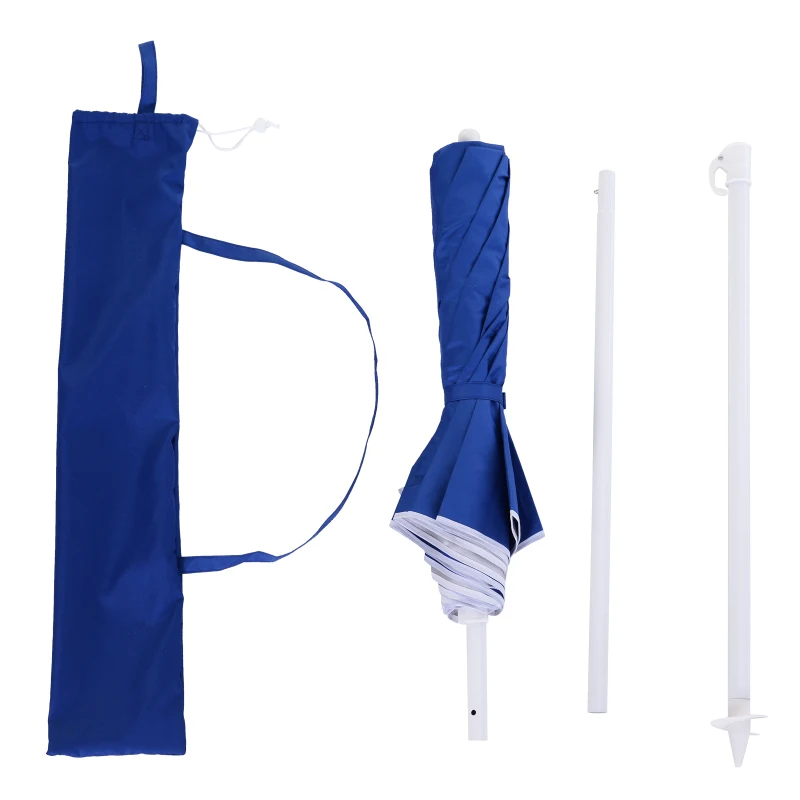Outsunny Strandsonnenschirm neigbar achteckig Ø 160 cm Polyesterstoff mit hoher Dichte UV-Schutz abnehmbarer Mast Transporttasche inklusive blau