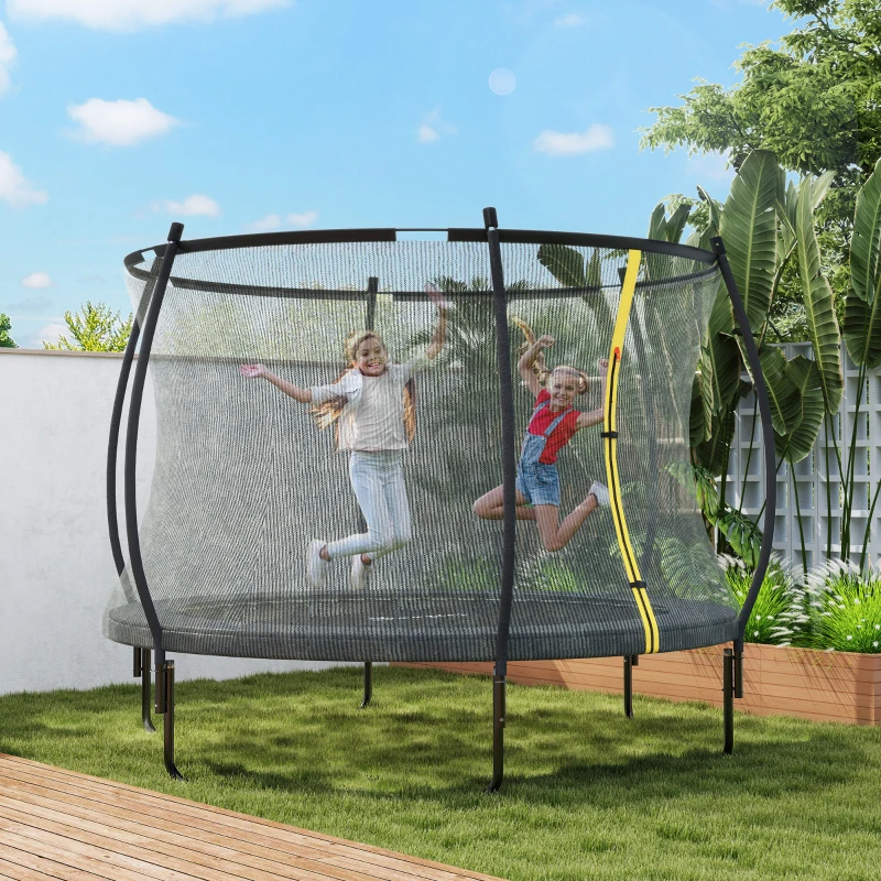 SPORTNOW Gartentrampolin Outdoor-Trampolin Sicherheitsnetz 54 Hochspannungsfedern Ø 305 x 240 cm Schwarz