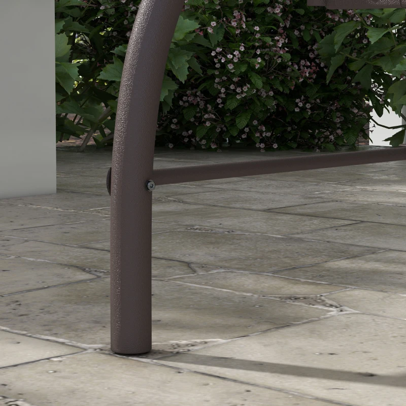 Outsunny Gartenliege für 3 Personen konvertierbar, hoher Komfort mit Polstern, verstellbarem Dach, Metall, Polyester, Khaki