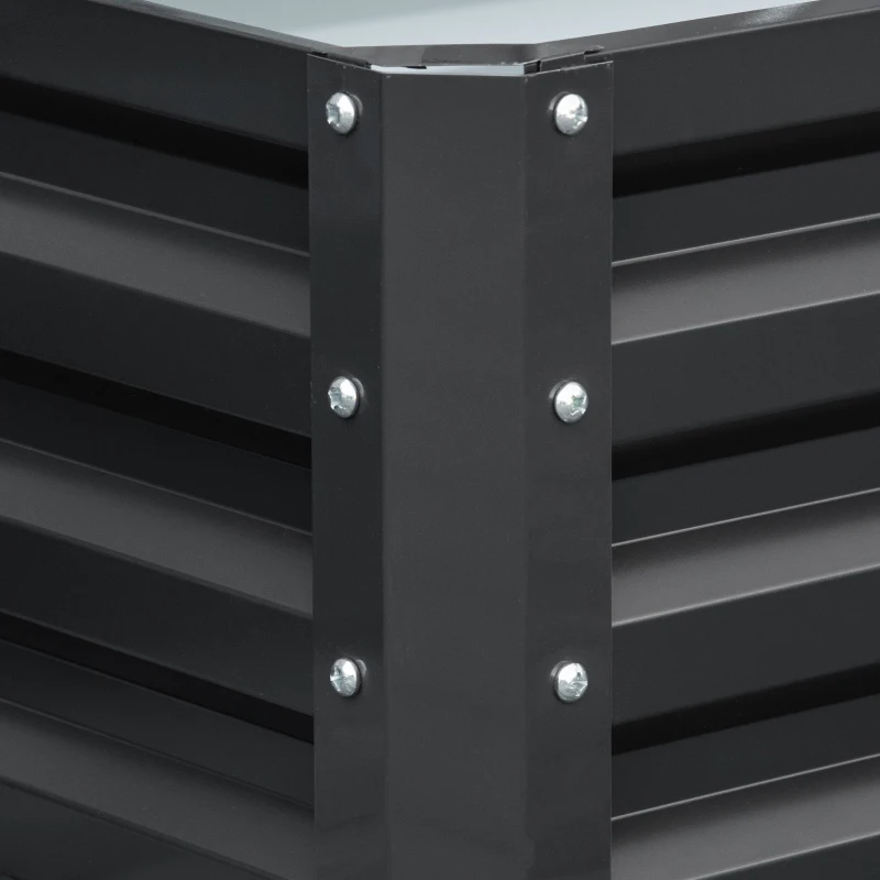 Outsunny Hochbeet Pflanzkasten, wetterbeständig, offener Boden, verzinkter Stahl, 120 cm x 60 cm x 30,5 cm, Grau