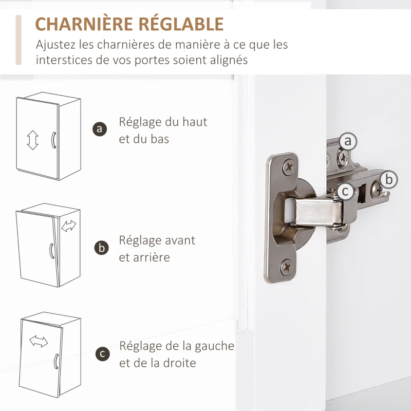 HOMCOM Küchenbuffet, Küchenschrank-Vitrine mit vielen Stauräumen, 3 Glasfronten mit Regal, 2 Fächer, große Arbeitsplatte, MDF weiß Eiche