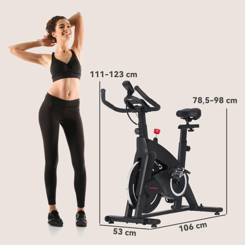 SPORTNOW Leises Fitness-Heimtrainerfahrrad mit verstellbarem Widerstand, Sattel und Lenker, LCD-Bildschirm, Tablettenhalterung, Schwarz