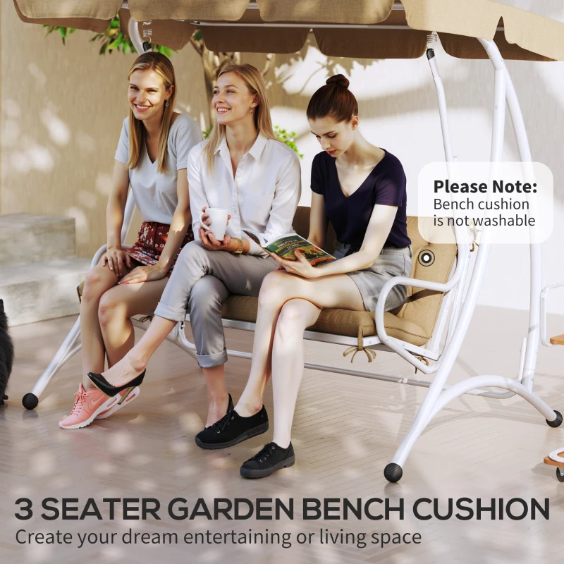Outsunny Three-Seater Bench Cushion - Khaki