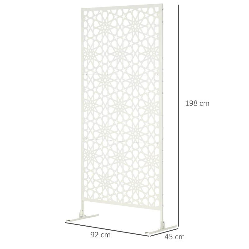 Outsunny Dekoratives weißes Außen-Panel aus Metall mit Muster - 92 x 45 x 198 cm