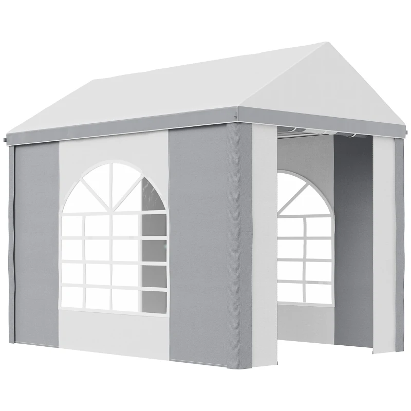 Outsunny Gartenpavillon PE-Planen Seitenwände abnehmbar 2 Kathedralenfenster + 2 Rolltüren 3 x 2 x 2,55 m