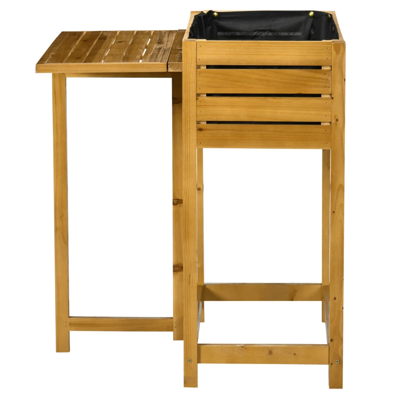 Outsunny Hochbeet mit klappbarer Arbeitsfläche, lackiertes Massivholz, Innenverkleidung aus Vlies, 64cm x 63cm x 74,5cm