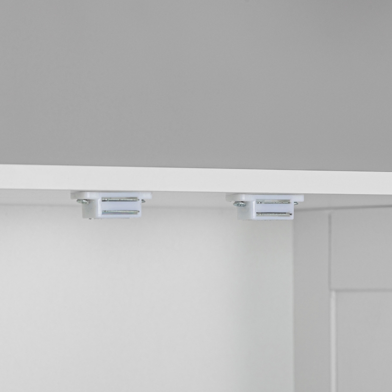 HOMCOM Badezimmerschrank, Aufbewahrungsschrank, mit Doppeltüren aus gehärtetem Glas, 60 x 30 x 160 cm, weiß