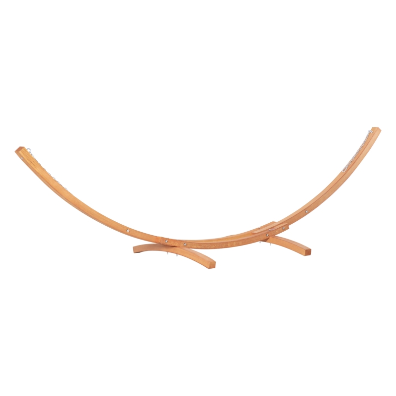 Outsunny Gartenhängematte mit Holzgestell Hängematte auf Ständer 1 Person 3,92 m L x 1,2 m B x 1,1 m H Farbe Creme Braun