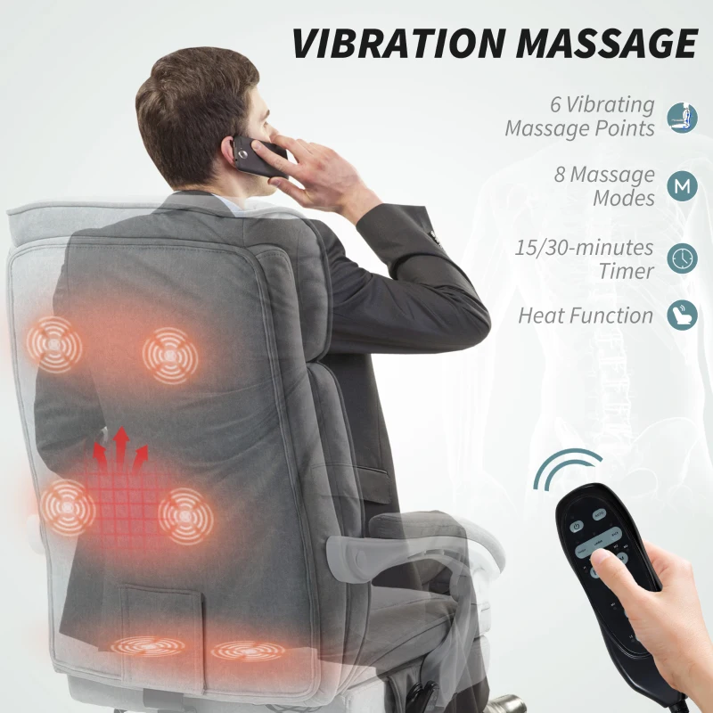 HOMCOM Six-Point Office Massage Chair, with Heat - Grey