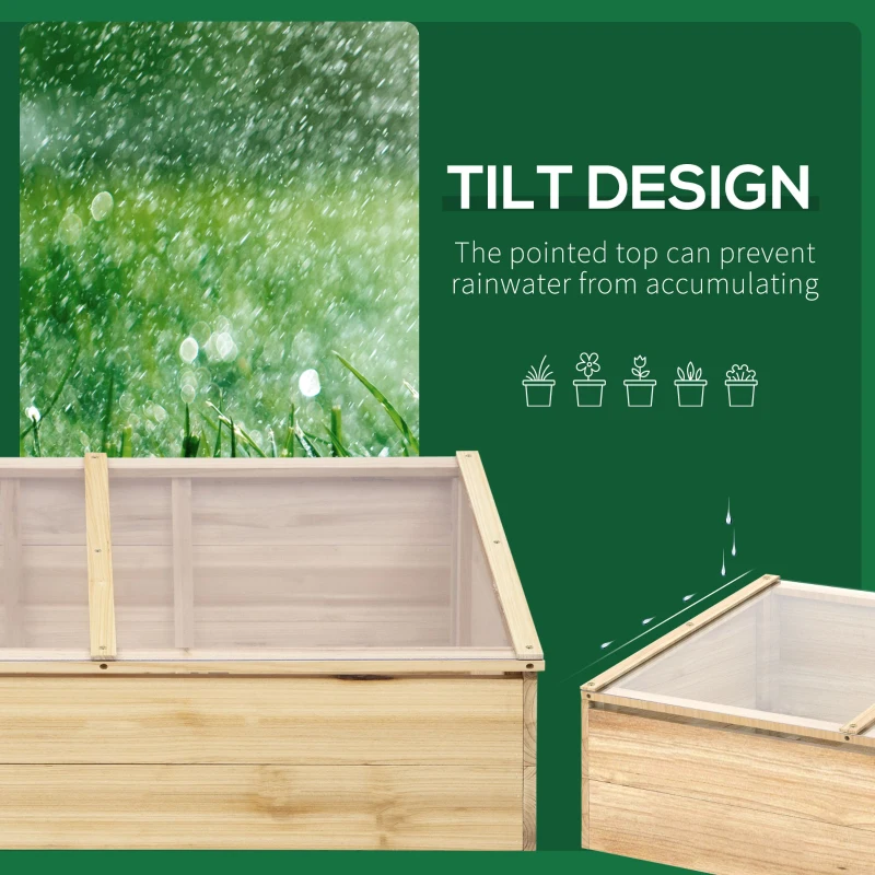 Outsunny Kas hout koude kas koude box kweekkas plantenbak voor balkon
