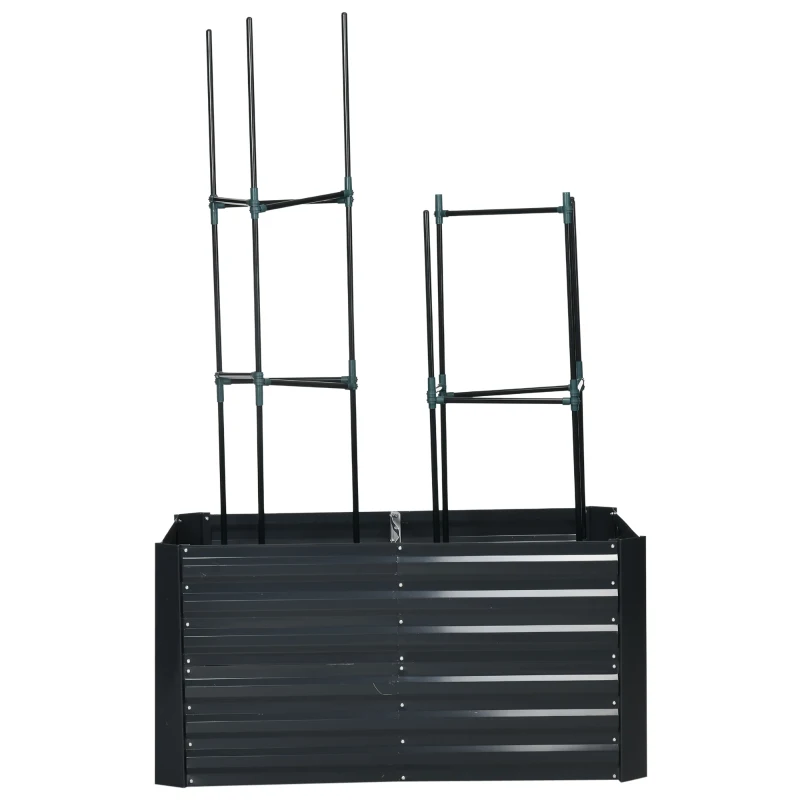 Outsunny Hochbeet, Pflanzkasten mit erweiterbarem Stützgitter, Stahl, dunkelgrau, 120 x 90 x 59 cm