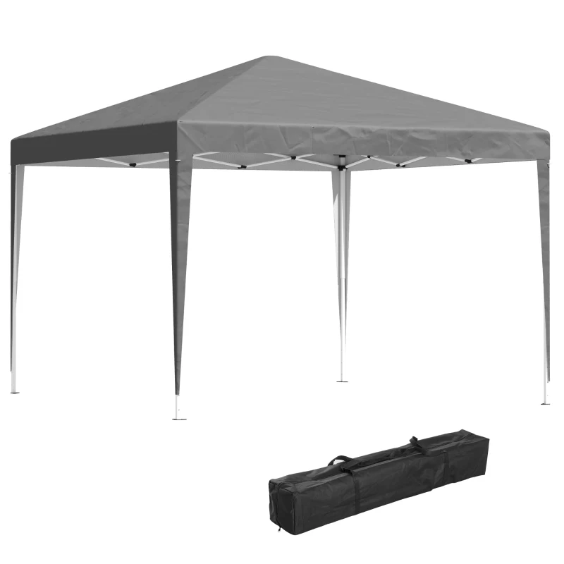 Outsunny Pop-Up Gartenpavillon Faltbarer Pavillon Anti-UV + Tragetasche aus Stahl Oxford 3 x 3 x 2,55 m Grau