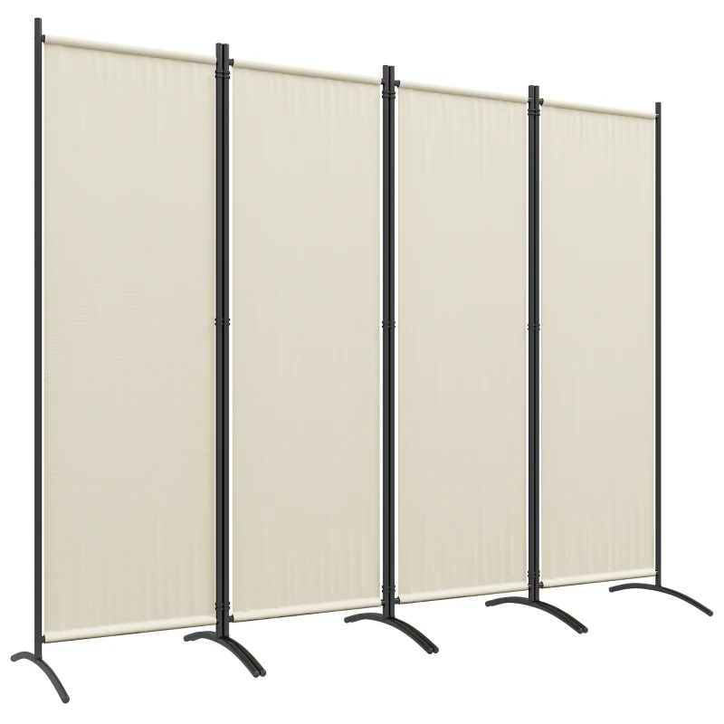 Outsunny Paravent 221 x 172 cm 4-Panel Outdoor-Paravent mit breiten Füßen aus 180 g/m² Polyesterstoff Creme