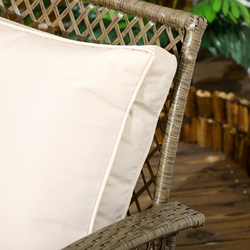 Outsunny Gartensofa 4-teilig Kolonialstil Glastisch Rattanimitat in Hellbraun mit inkl. Kissen