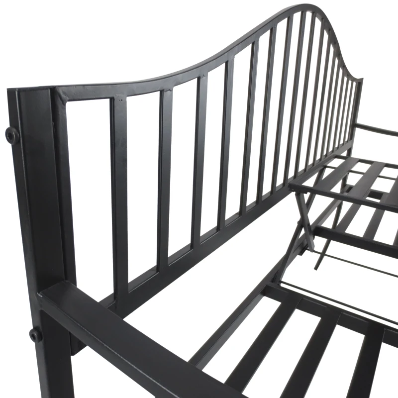 Outsunny Metal Bench W/Table,  150Lx53Wx95H cm