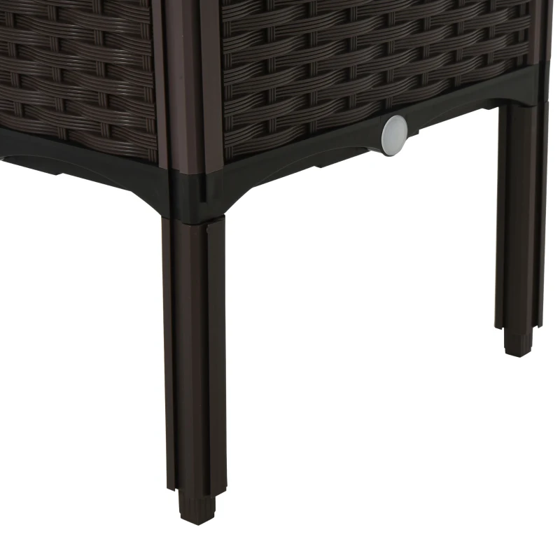 Outsunny Hochbeet, Pflanzkasten mit Abflusslöchern, Blumenkasten im Rattan-Look, Kunststoff, Braun, 40 x 40 x 44 cm