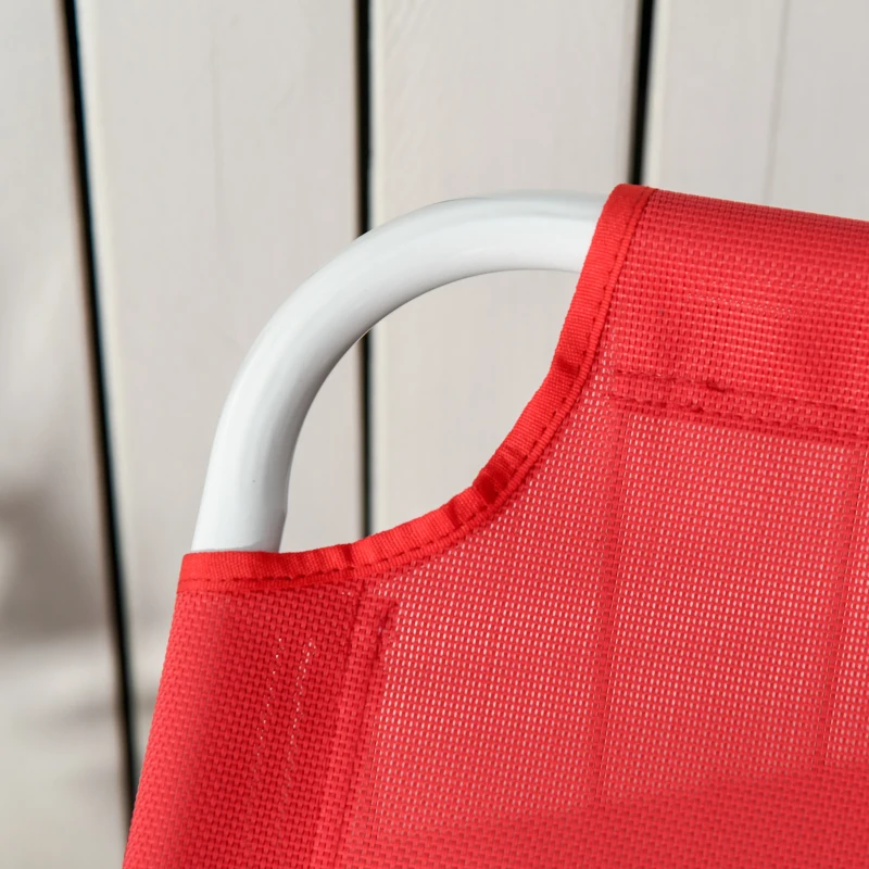 Outsunny Klappbare Sonnenliege - verstellbare Liege mit 4 Positionen - Chaise Longue Grand Confort mit Armlehnen - Epoxidharz-Metall Textilene - Abmessungen 186L x 66B x 80H cm - Rot