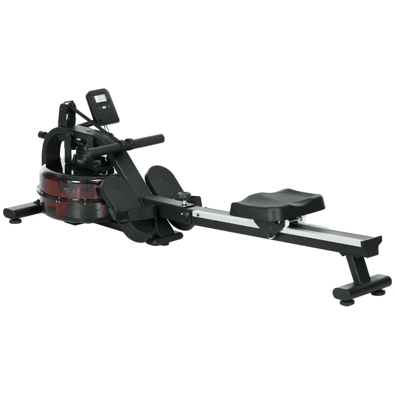 SPORTNOW Wasser-Rudergerät Heimtrainer 6 Widerstandsstufen LCD-Multifunktionsdisplay Stahl PC Schwarz