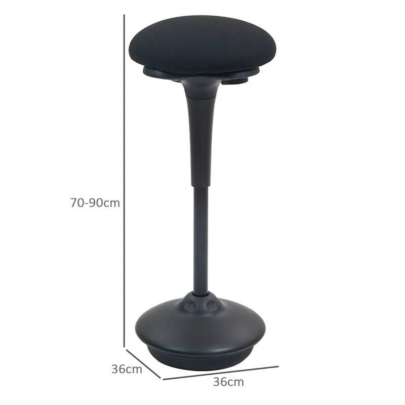 HOMCOM Stehhocker ergonomischer Schwenksitz 360° großer Standfuß 36 x 36 x 70-90 cm schwarz