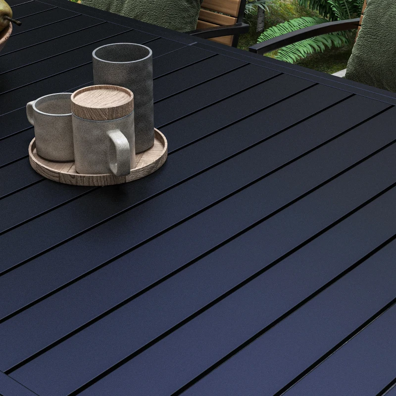 Outsunny Ausziehbarer rechteckiger Aluminium-Gartentisch für 6-8 Personen, Abm. 180/240L x 94B x 73H cm, Schwarz