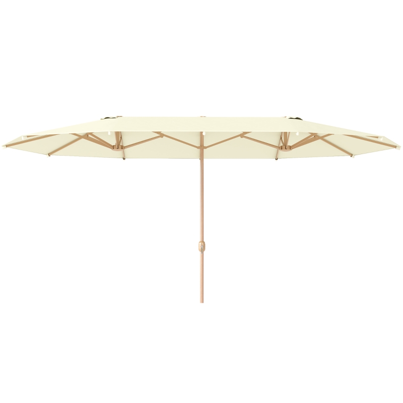 Outsunny Doppelschirm für Garten 455 x 265 cm rechteckig, Kurbel, Stahlmast, Polyester 180g/m², Sonnenschutz UPF30+