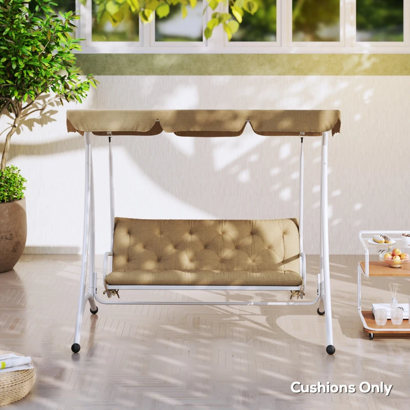 Outsunny Three-Seater Bench Cushion - Khaki