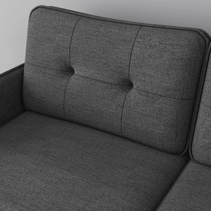 HOMCOM 2-Sitzer-Sofa im skandinavischen Design mit Leinenoptik und Paspeln 139 x 68 x 80 cm in Dunkelgrau