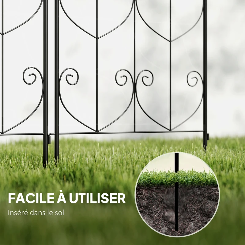 Outsunny Pflanzenstütze mit Vögeln, 2er-Pack Rankgitter für Gemüse Rebe Blume aus Metall 50 x 180 cm Schwarz