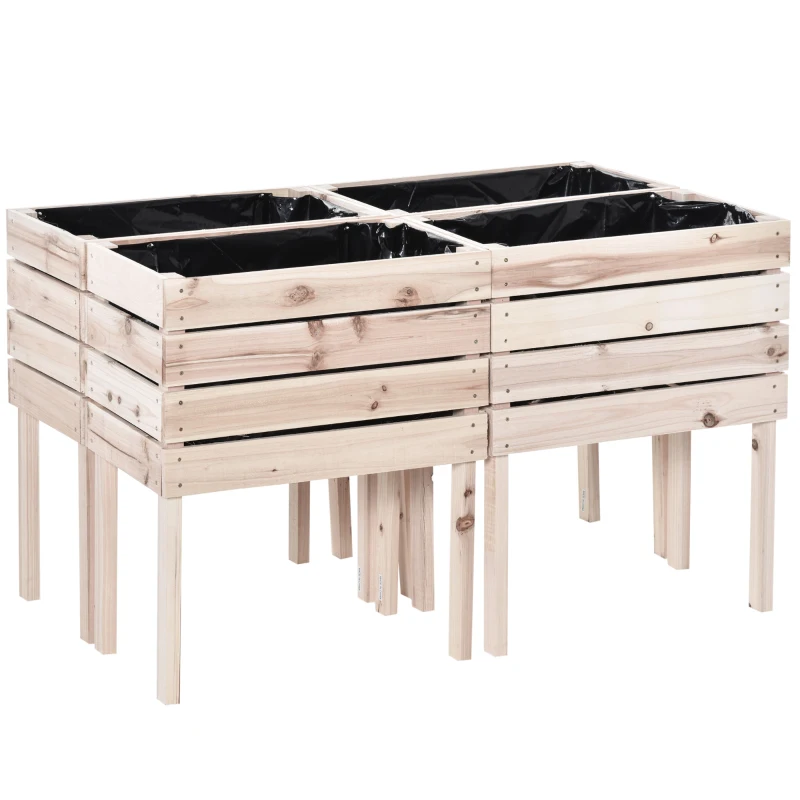 Outsunny Hochbeet Blumenkasten Pflanzenkasten, wetterbeständig, Massivholz, 50 cm x 30 cm x 60 cm, Natur