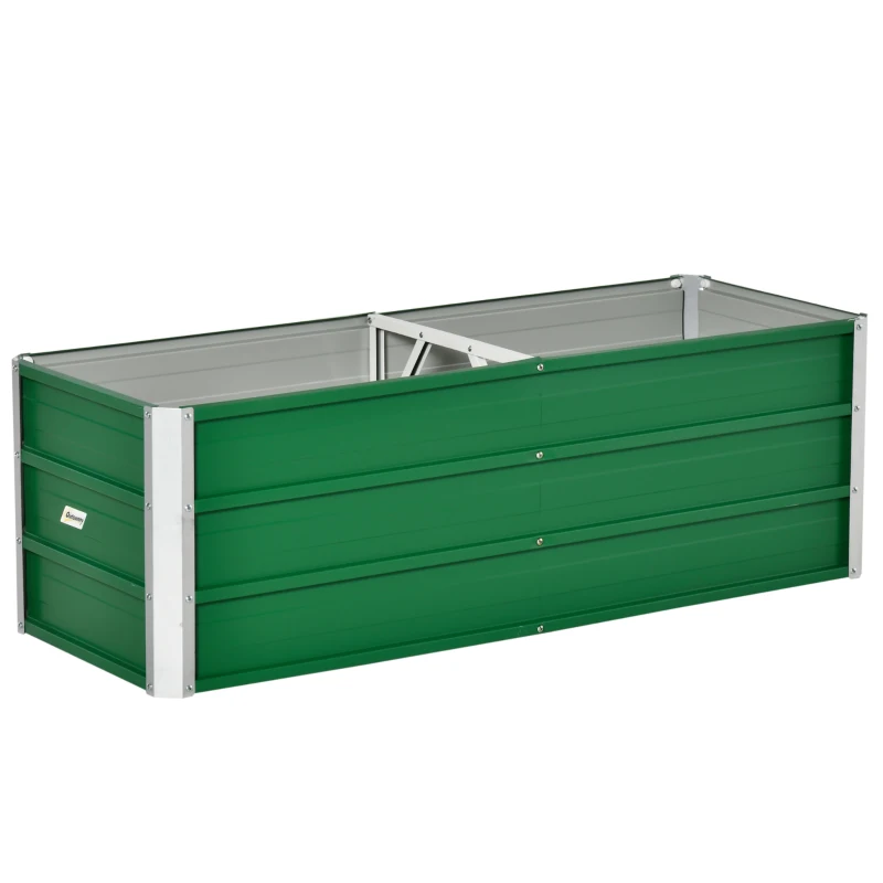 Outsunny Metall-Hochbeet, 2 separate Pflanzbereiche, offener Boden, einfacher Aufbau, 125 x 47 x 40cm, Grün
