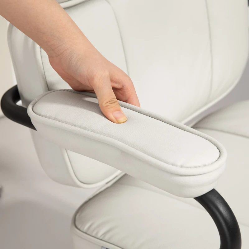 HOMCOM Bürostuhl mit Wippfunktion, höhenverstellbar und 360 ° drehbar, 60,5 x 59 x 89-97 cm, Cremeweiß