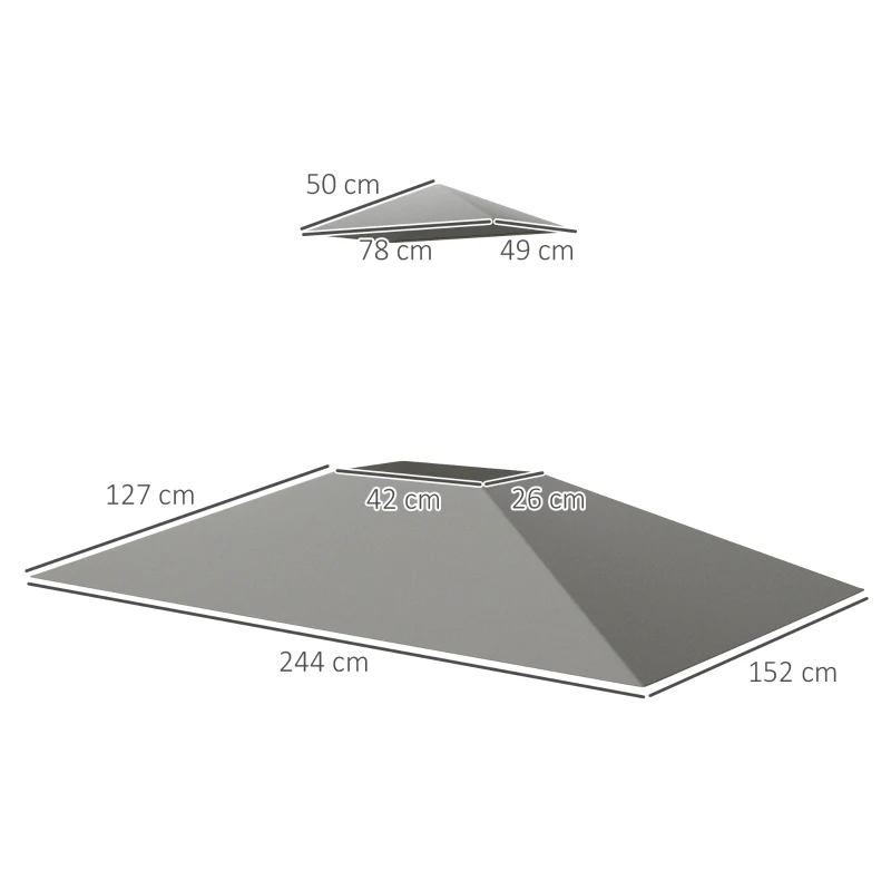 Outsunny Ersatzdach für Grillpavillon 2,4 x 1,5 m, Ersatzüberdachung für zweischichtige Grillüberdachung Hellgrau