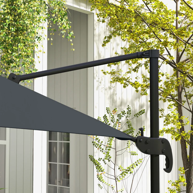 Outsunny Quadratischer Schwenkbarer Kurbel Sonnenschirm aus Aluminium - Maße 3L x 3B x 2,6H m Dunkelgrau