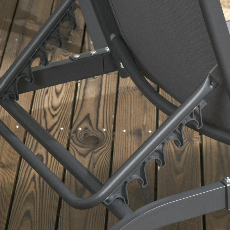 Outsunny Set aus 2 Sonnenliegen aus Aluminium und Textilene mit Rollen verstellbare Rückenlehne maximale Belastung 150 kg Dunkelgrau