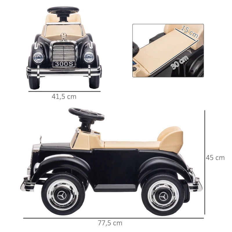 AIYAPLAY Correpasillos Infantil con Almacenaje Volante Sistema Anti-Vuelco y Diseño Seguro y Divertido 77,5x41,5x45 cm Negro