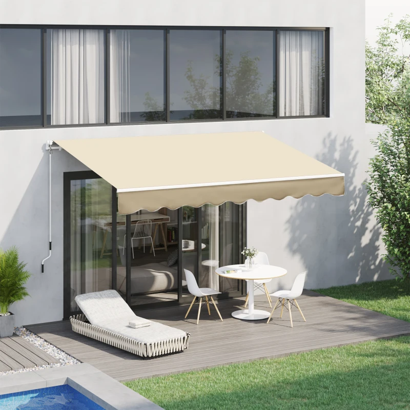 Outsunny Manuell ausziehbare Markise 295 x 245 cm mit Kurbel, UV-Schutz, Aluminiumrahmen, beige