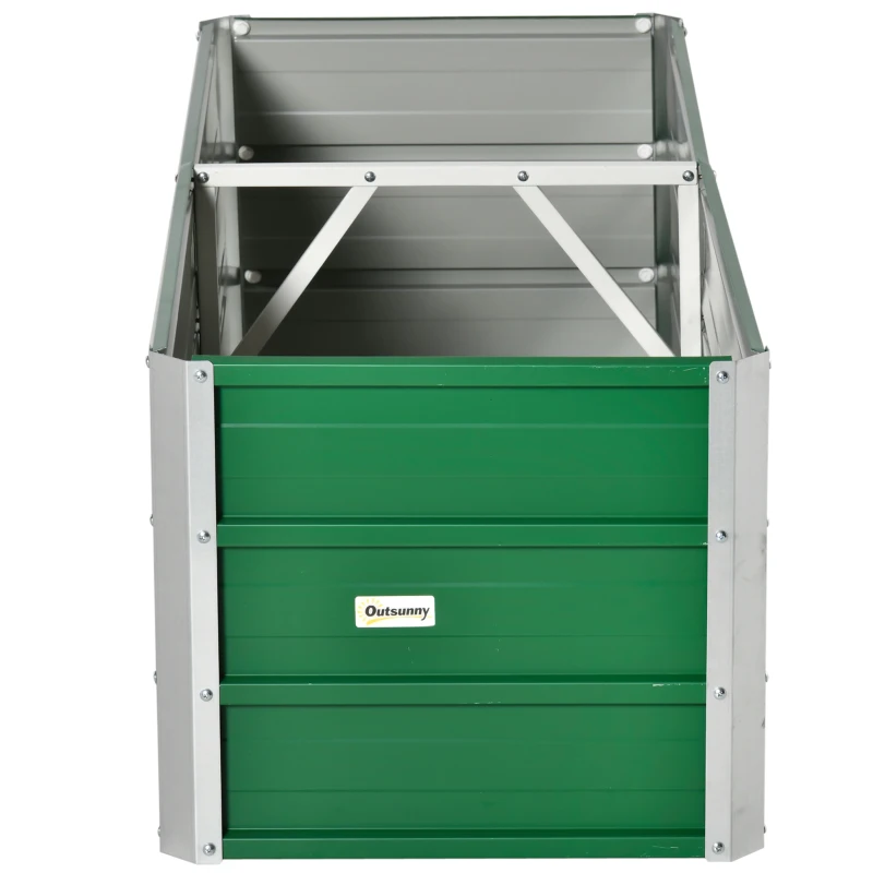 Outsunny Metall-Hochbeet, 2 separate Pflanzbereiche, offener Boden, einfacher Aufbau, 125 x 47 x 40cm, Grün