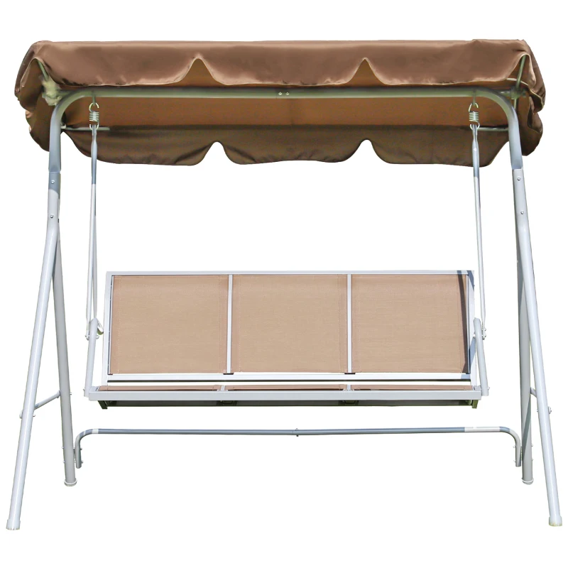 Outsunny Balansoar de Gradina 3 Locuri Schelet in Metal Maro 171x108x154cm(m-11)