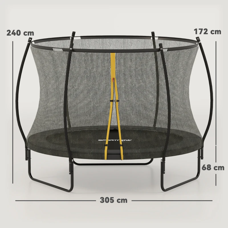 SPORTNOW Gartentrampolin Outdoor-Trampolin Sicherheitsnetz 54 Hochspannungsfedern Ø 305 x 240 cm Schwarz