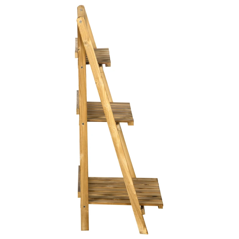 Outsunny Pflanzentreppe Blumenbank Blumentreppe Blumenregal Pflanzregal Blumenständer 3 Stufen Tannenholz Dunkelbraun 60 x 37 x 93 cm