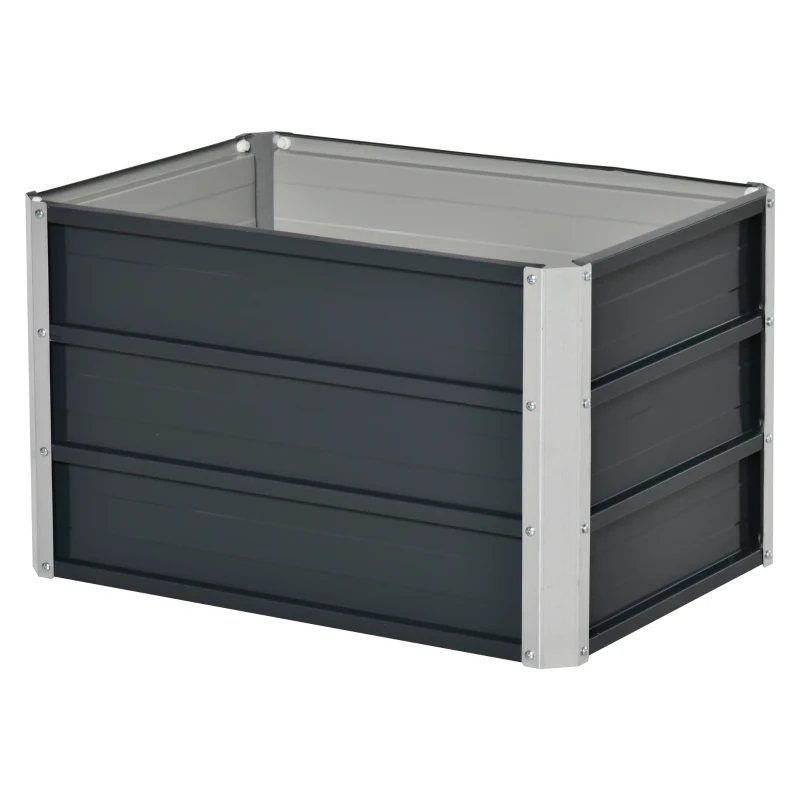 Outsunny Hochbeet aus Stahl Gartenbeet Pflanzkasten Blumenkasten Blumenkübel mit Handschuhe Dunkelgrau 66 x 47 x 40 cm