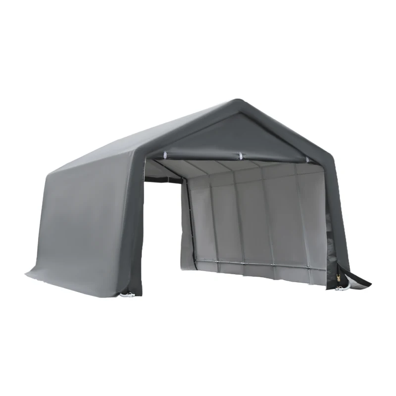 Outsunny Garagenzelt Carport Größe 6L x 3,6B x 2,75H m robustes verzinktes Stahl PE mit hoher Dichte 195 g/m² wasserdicht UV-beständig weiß grau