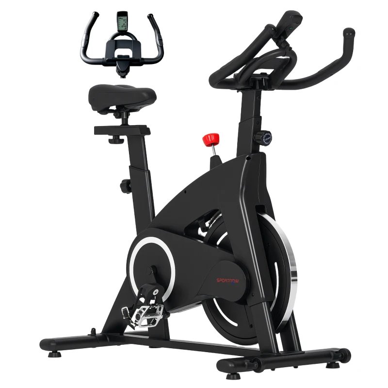 SPORTNOW Leises Fitness-Heimtrainerfahrrad mit verstellbarem Widerstand, Sattel und Lenker, LCD-Bildschirm, Tablettenhalterung, Schwarz
