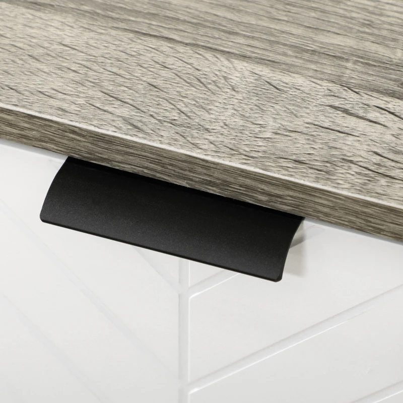 HOMCOM Lowboard Aufbewahrungsmöbel 2 Schränke 4 Türen Chevron-Muster verstellbare Regale 120 x 35 x 77,4 cm Weiß und Grau