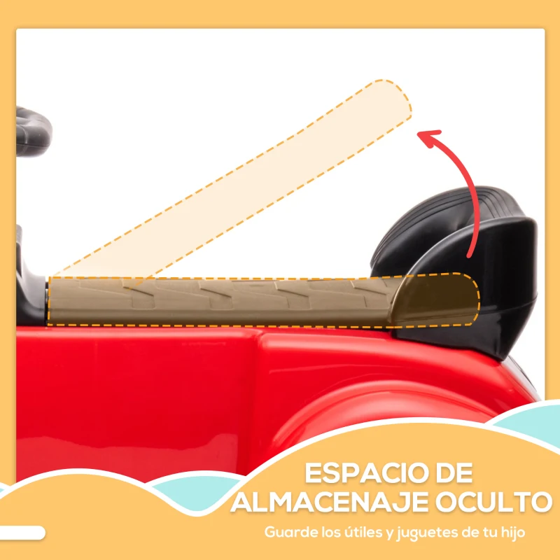 AIYAPLAY Correpasillos Infantil con Almacenaje Volante Sistema Anti-Vuelco y Diseño Seguro y Divertido 77,5x41,5x45 cm Rojo