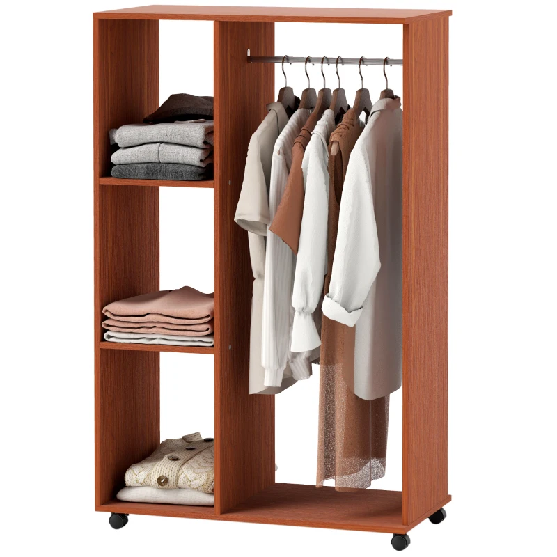 HOMCOM Armoire penderie Armoire de Rangement Mobile Panneaux de Particules Coloris Noyer