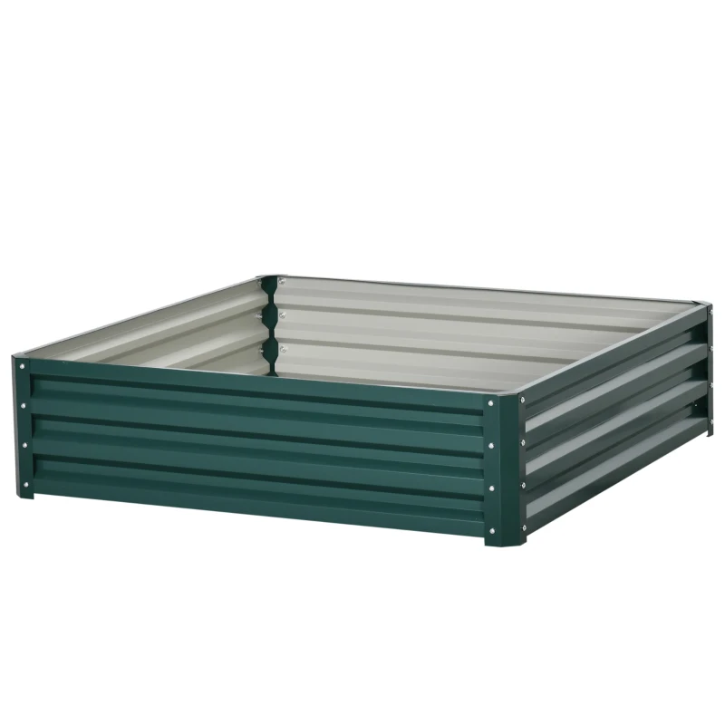 Outsunny Gartenbeet, Pflanzkasten mit Stahlgehäuse, Grün, 120 x 120 x 30 cm