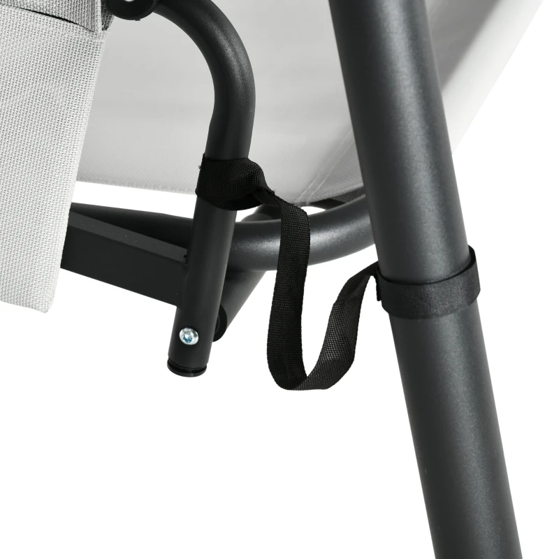 Outsunny Gartenliege 3-Sitzer, umbaubares Sonnenschutzdach, verstellbare Neigung, 2 Aufbewahrungstaschen, 236 x 138 x 185 cm, Grau