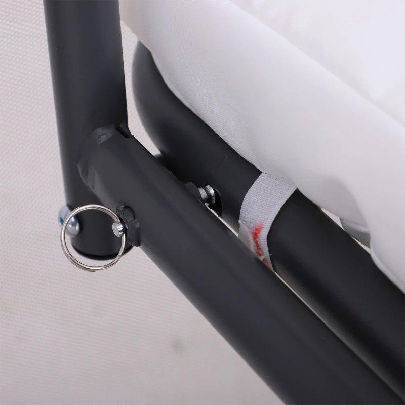 Outsunny Gartensofa Convertible 3-Sitzer Hochkomfort: Sitz- und Rückenmatratzen, zippbares integrales Moskitonetz mit Dach, Seitentasche, Metallrahmen Epoxid Polyester Weiß